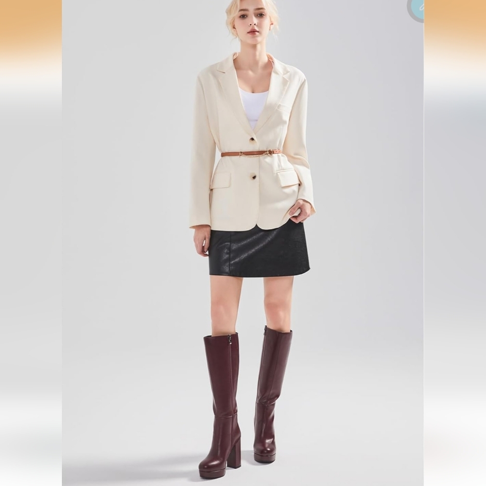 Tall Platform Knee-High Boots in Deep Burgundy NWT 8.5 - Picture 2 of 6